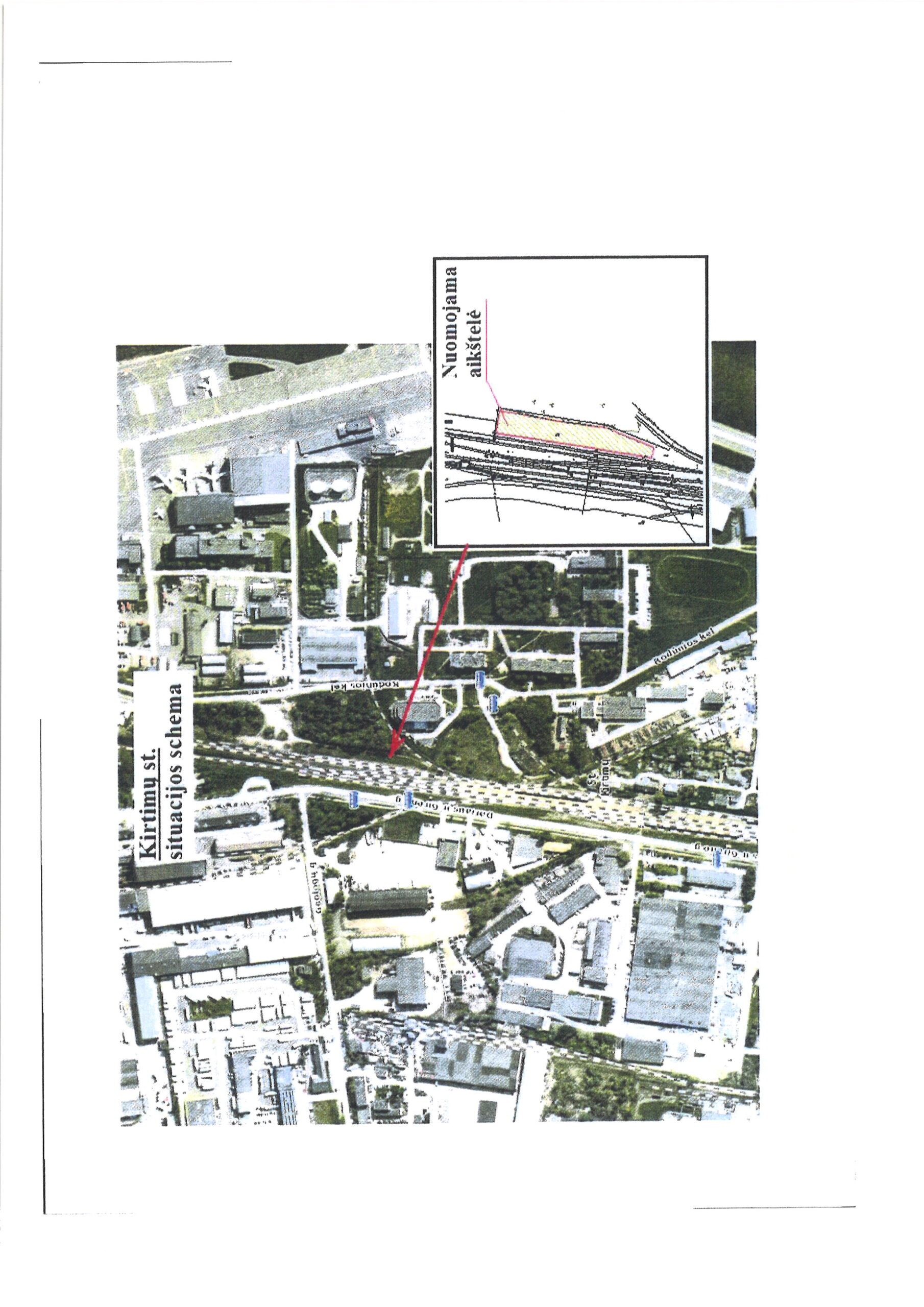 AB „Lietuvos geležinkeliai” nuomoja aukciono būdu 2417,00 kv. m. aikštelę (unik. Nr. 4400-4498-7342), esančią Kirtimų GS teritorijoje, Vilniuje.